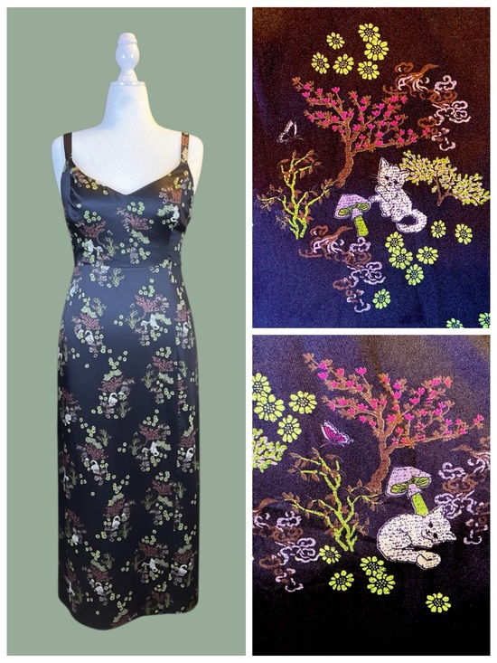Urban Outfitters Dresses & Skirts - Urban Outfitters Cottagecore Fairycore Whimsigoth Mushroom Cat Floral Dress L